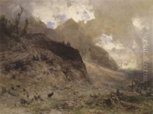 Hochgebirgslandschaft Mit Gamsen by Eduard Peithner Von Lichtenfels