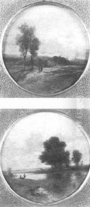 Landscape With Figures by Eduard Peithner Von Lichtenfels