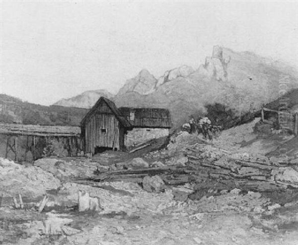 Holzmuhle In Einer Gebirgslandschaft - view 1