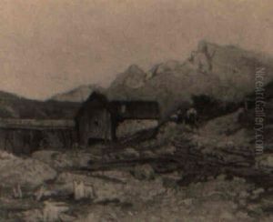 Holzmuhle In Gebirgslandschaft by Eduard Peithner Von Lichtenfels
