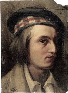 Selbstportrat Mit Barett Im Alter Von 26 Jahren by Wilhelm Lichtenheld
