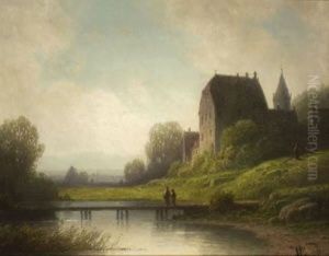 Altes Schloss Am Wasser In Voralpenlandschaft by Wilhelm Lichtenheld