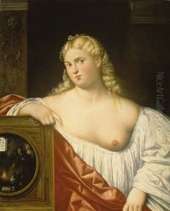 A Courtesan With A Mirror by Bernardino Licinio