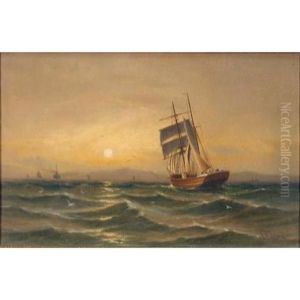 A Topsail Schooner Running Into The Sunset A Topsail Schooner Running Into The Sunset
