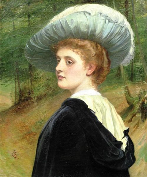 Girl With A Dark Cloak And Green Hat - view 1