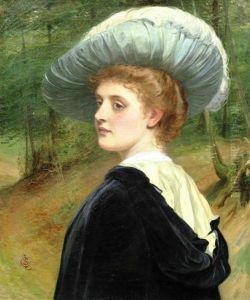 Girl With A Dark Cloak And Green Hat