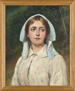 Portrait Of A Young Girl, Bust Length, Standing In A Wood