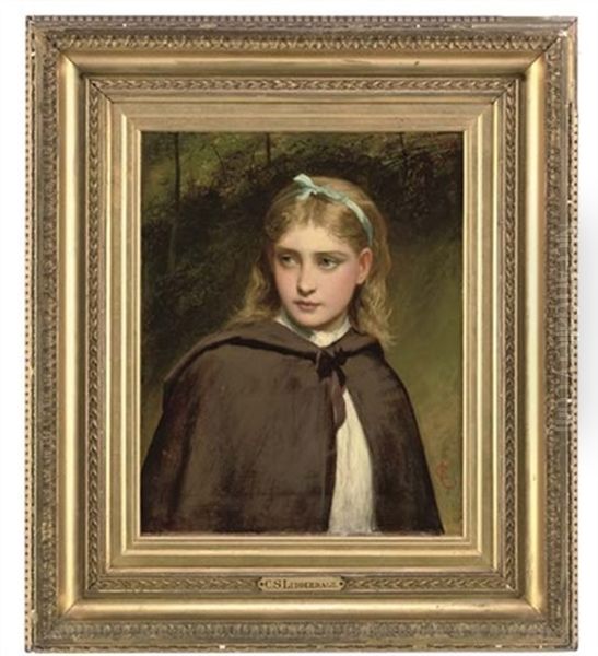 Portrait Of A Young Girl In A Brown Cloak, In A Wooded Landscape - view 1