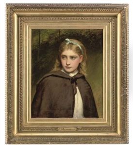 Portrait Of A Young Girl In A Brown Cloak, In A Wooded Landscape