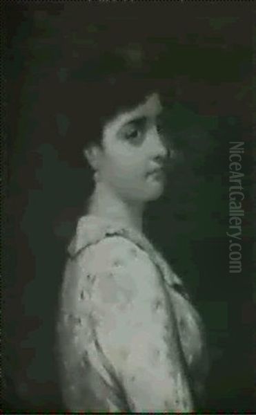 Portrait Of A Girl In A Blue Floral Dress - view 1
