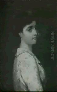 Portrait Of A Girl In A Blue Floral Dress by Charles Sillem Lidderdale