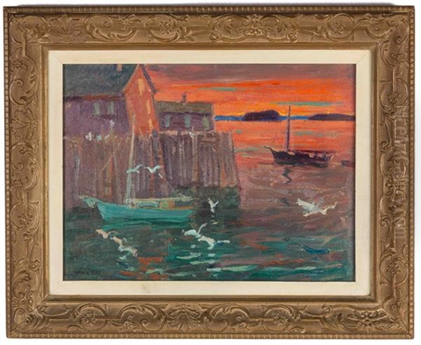 Harbor Scene At Sunset - view 1