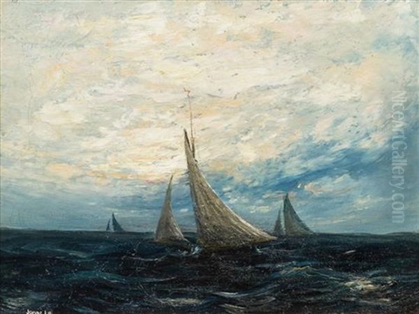 Sailing Ships In Open Sea - view 1