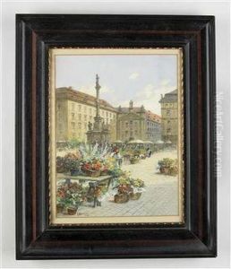 Markttag Am Hof In Wien by Gustav Benesch