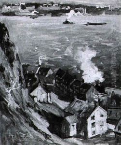 View Of A Cliffside Town by Jonas Lie