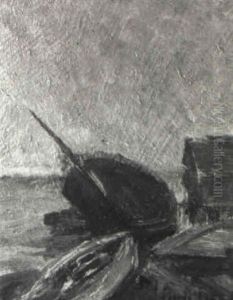 Boats In A Harbour by Jonas Lie