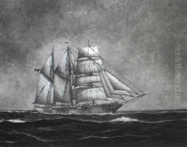Barkentine In Full Sail - view 1
