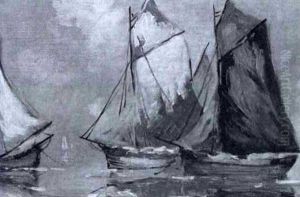 Three Sailboats by Jonas Lie