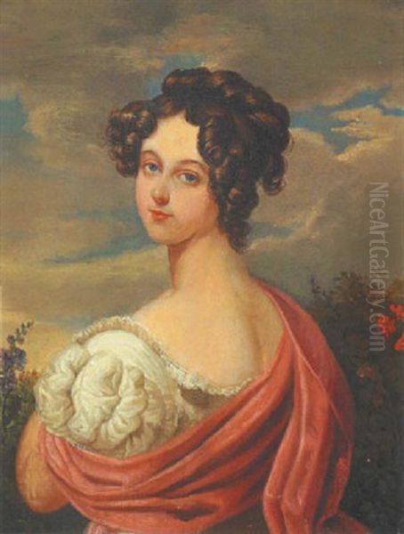 Portrait Einer Jungen Dame Vor Einer Landschaft - view 1