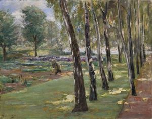 Die Birkenallee Im Wannseegarten, Blick Auf Das Kohlfeld (an Avenue Of Birch Trees In The Wannsee Garden, A View Of A Cabbage Field) Die Birkenallee Im Wannseegarten, Blick Auf Das Kohlfeld (an Avenue Of Birch Trees In The Wannsee Garden, A View Of A Cabbage Field)