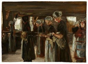 Kompositionsstudie Zur "flachsscheuer In Laren" by Max Liebermann