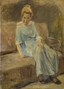 Damenbildnis In Blauem Kleid (portrait Of A Woman In A Blue Dress) by Max Liebermann