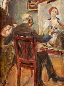 Selbstbildnis Vor Der Staffelei, Sitzend Nach Rechts by Max Liebermann