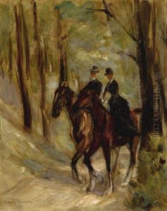 Zwei Reiter In Einer Allee (two Riders In An Alley) by Max Liebermann