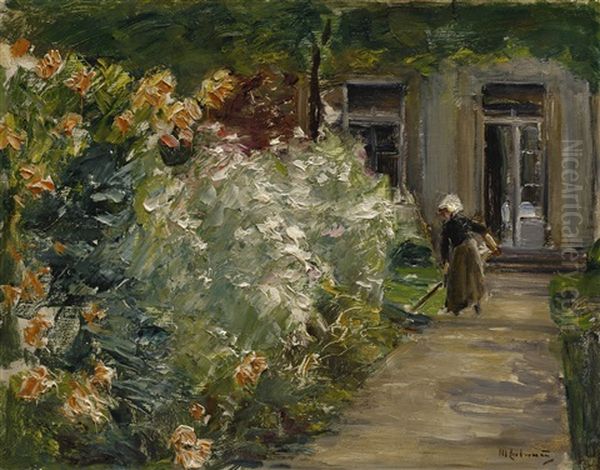 Gartnerin Vor Den Blumenstauden Am Gartnerhauschen Nach Osten (gardener In Front Of The Flower Gardens At The Gardener's Cottage To The East) - view 1