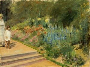 Enkelin Und Kinderfrau Im Nutzgarten by Max Liebermann