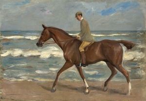 Reiter Am Strand Nach Links by Max Liebermann