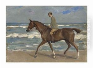 Reiter Am Strand Nach Links by Max Liebermann