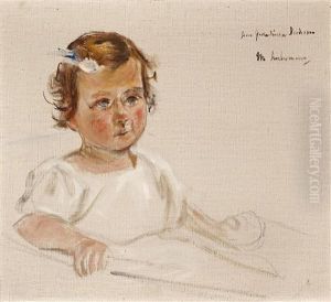 Brustbild Eines Kleinen Madchens Im Kinderwagen Sitzend by Max Liebermann