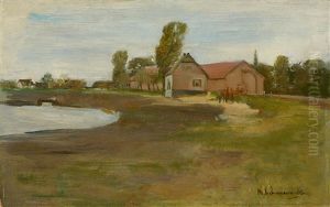 Dorfstrase In Militsch - Landschaft Mit Teich Dorfstrase In Militsch - Landschaft Mit Teich