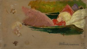 Schlafendes Kind Im Kinderwagen (study) by Max Liebermann