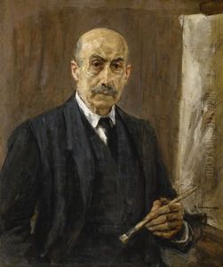 Selbstbildnis Im Anzug Der Saffelei (self-portrait Wearing A Suit Standing Next To An Easel) by Max Liebermann