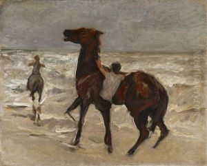 Pferdeknechte Am Strand by Max Liebermann