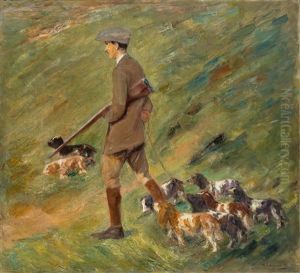 Jager In Den Dunen - Trainer Mit Hunden by Max Liebermann