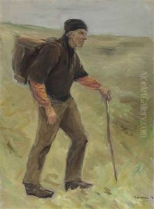 Schreitender Bauer - Studie, Ganzfigur by Max Liebermann