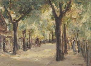 Grosse Seestrasse, In Wannsee Mit Spaziergangern by Max Liebermann