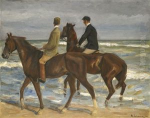 Zwei Reiter Am Strand Nach Links (two Riders On The Beach To The Left) by Max Liebermann