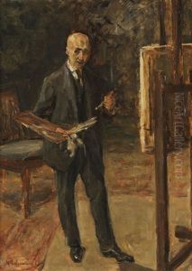 Selbstbildnis Im Anzug Vor Der Staffelei, Ganzfigur by Max Liebermann