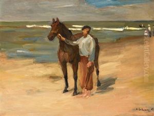 Reitknecht Mit Pferd Am Strand