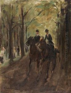 Zwei Reiter Im Tiergarten by Max Liebermann