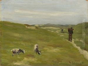 Dunen Mit Bauer Und Grasenden Ziegen (study)
