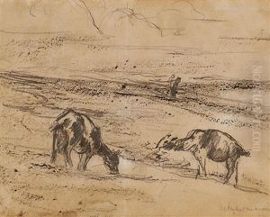Grasende Ziegen (study For Etching) by Max Liebermann