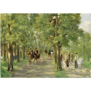 Allee Im Tiergarten Mit Reitern Und Spaziergangern (path In The Tiergarten With Riders And Strollers) by Max Liebermann