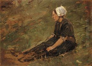 Netzflickerin by Max Liebermann