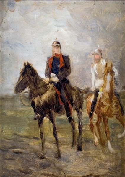 Deux Officiers Allemands A Cheval - view 1