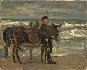 Junge Mit Zwei Reiteseln Am Meer (+ Badende Knaben, Verso)